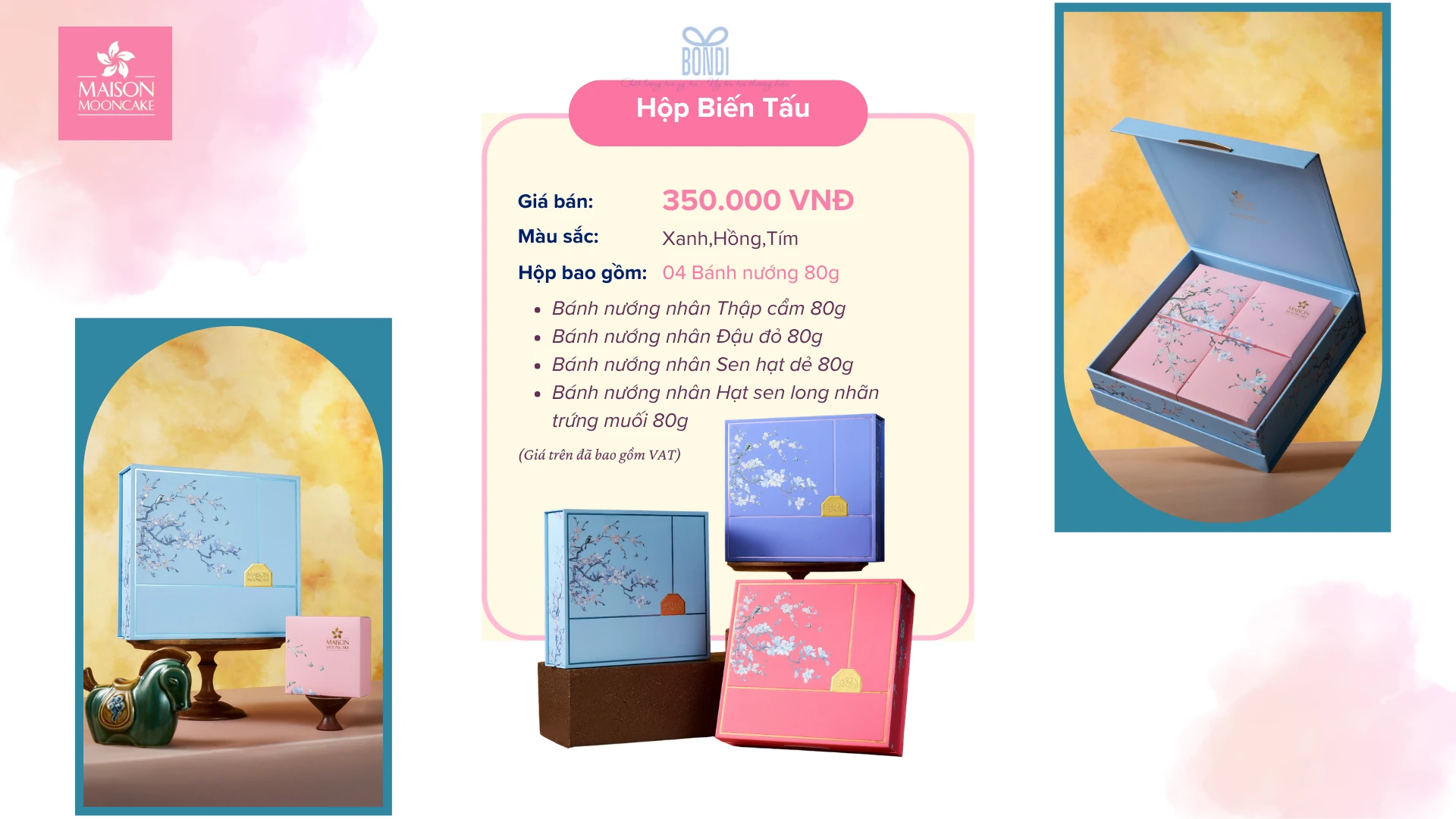 Đại Lý Bánh Trung Thu Maison Bắc Ninh Chiết Khấu Cao Lên Tới 35% 6 Hộp biến tấu bánh Trung Thu Maison