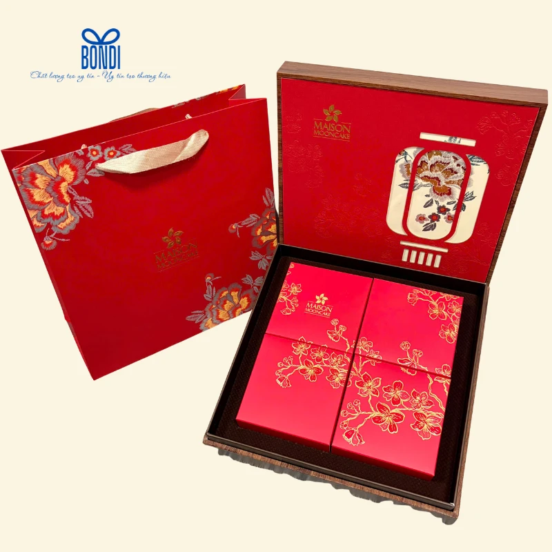 Hộp bánh trung thu Maison sắc đỏ