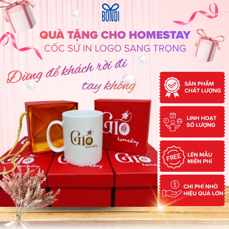 cốc quà tặng in logo homestay