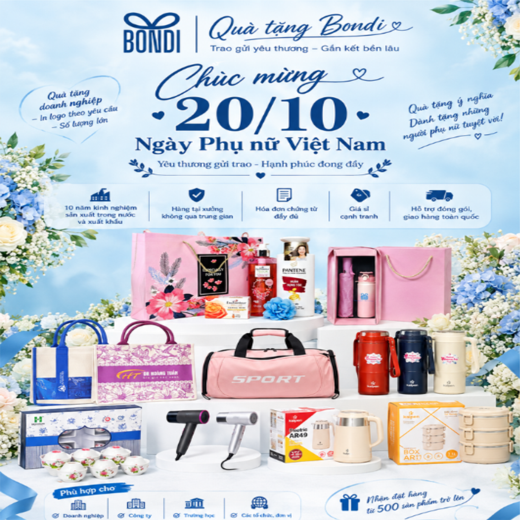Set quà tặng 20/10 cho công nhân nữ Hải Phòng