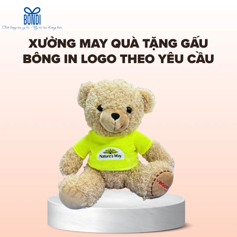 Xưởng may quà tặng gấu bông in logo theo yêu cầu