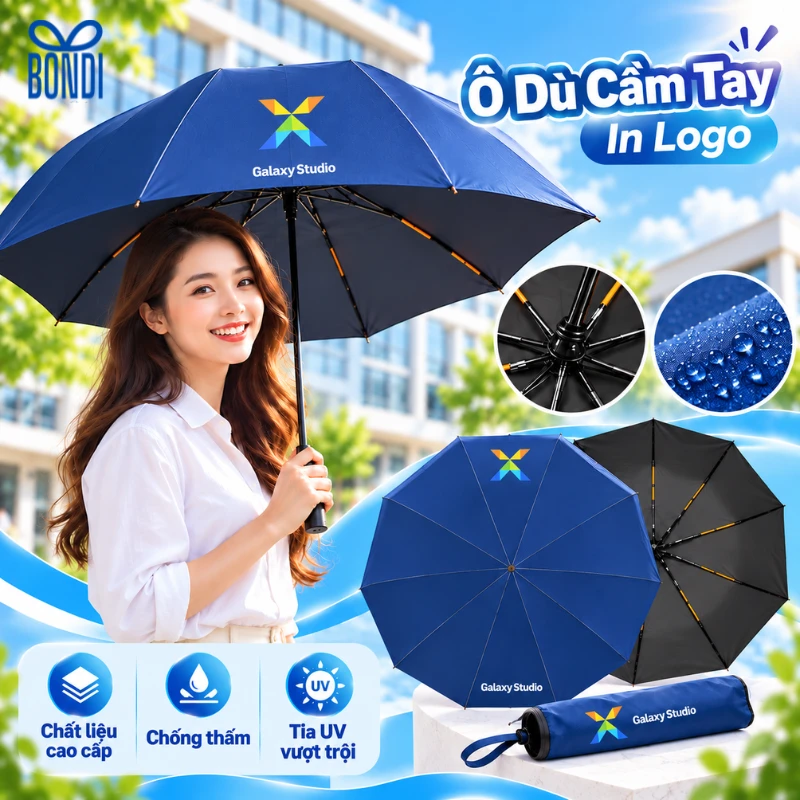 Xưởng ô dù cầm tay in logo